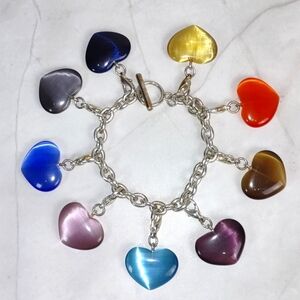 Artisan Crafted Glass Hearts Charm Bracelet